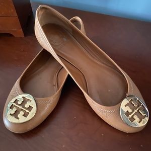 Tory Burch Leather Ballet Flats Brown Size 8